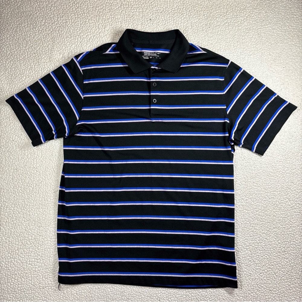 Nike Golf Tour Performance Dri Fit Men’s Black/Blue Striped XL 452511-010 Polo